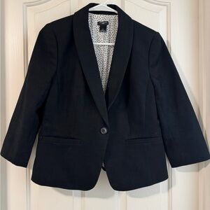 Ann Taylor Factory Classic Black Blazer with Polka Dot Lining